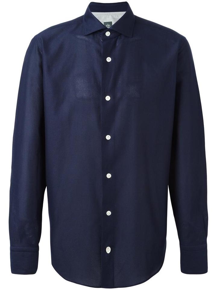 Eleventy Plain Shirt, Men's, Size: 42, Blue, Cotton
