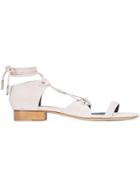 Thomas Wylde Lace Up Flat Sandals - Nude & Neutrals