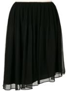 No21 Asymmetric Pleated Skirt - Black