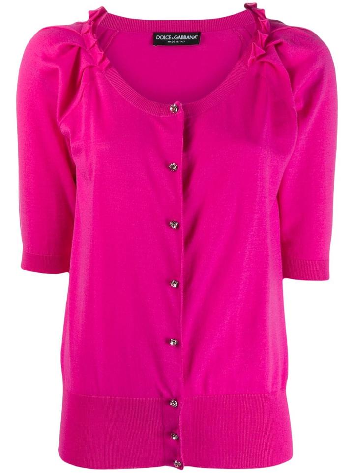 Dolce & Gabbana Pleated Neckline Cardigan - Pink