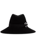 Maison Michel Black Crystal Tentacles Beaver Fur Fedora Hat