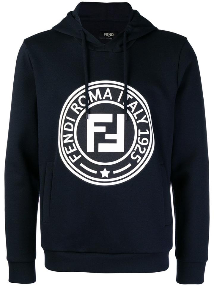Fendi Printed Ff Logo Hoodie - Blue