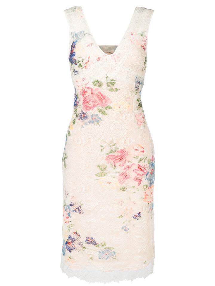 Ermanno Scervino - Floral Print Dress - Women - Silk/polyamide - 42, Nude/neutrals, Silk/polyamide