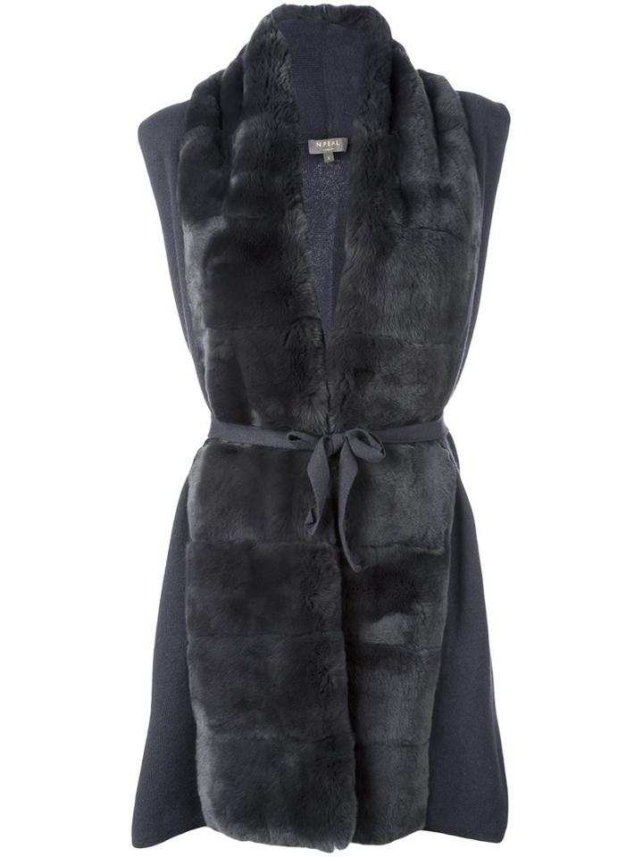 N.peal Cashmere 'milano' Gilet, Women's, Size: Small, Grey, Rabbit Fur/cashmere