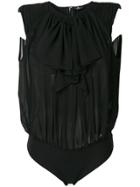 Elisabetta Franchi Frill-trim Sleeveless Top - Black