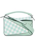 Loewe Puzzle Panelled Gingham Tote - Green