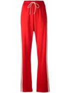 Mm6 Maison Margiela Side Stripe Track Pants, Women's, Size: 42, Red, Cotton/viscose/polyamide