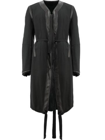 Takahiromiyashita The Soloist Tie Detailed Coat With Fur Cuffs - Black