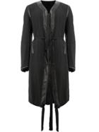 Takahiromiyashita The Soloist Tie Detailed Coat With Fur Cuffs - Black