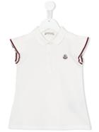 Moncler Kids Ruffled Sleeve Polo Shirt, Girl's, Size: 10 Yrs, White