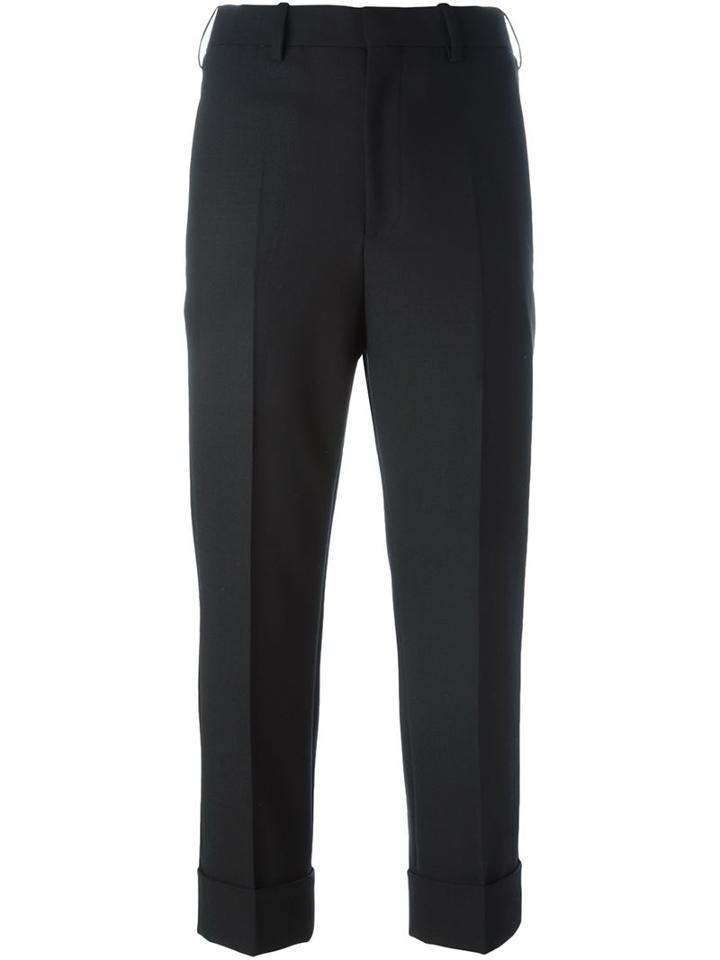 Neil Barrett Cropped Tailored Trousers, Women's, Size: 42, Black, Elastodiene/polyester/virgin Wool