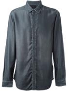 Diesel Black Gold Distressed Denim Shirt, Men's, Size: 50, Grey, Lyocell