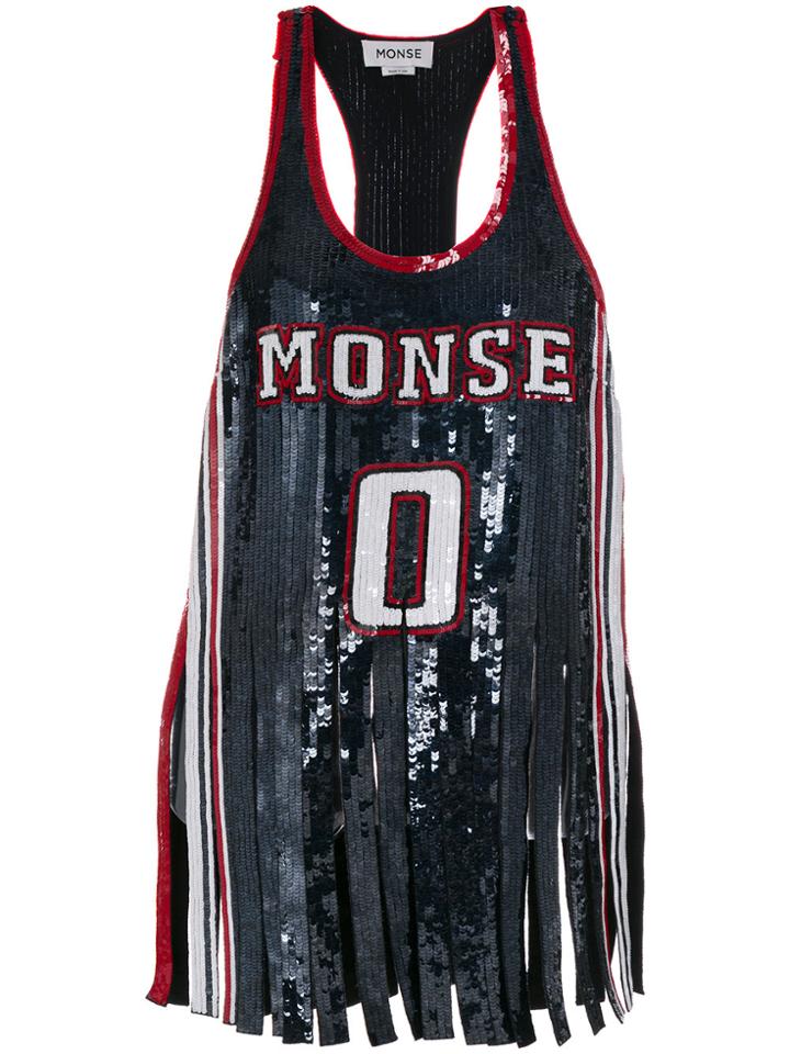 Monse Sequinned Jersey Tank Top - Blue