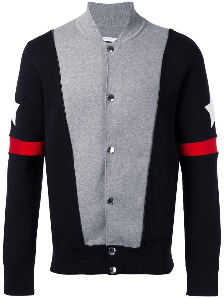 Givenchy Stars And Stripe Knitted Cardigan, Men's, Size: Xs, Grey, Spandex/elastane/polyamide/cotton/cotton