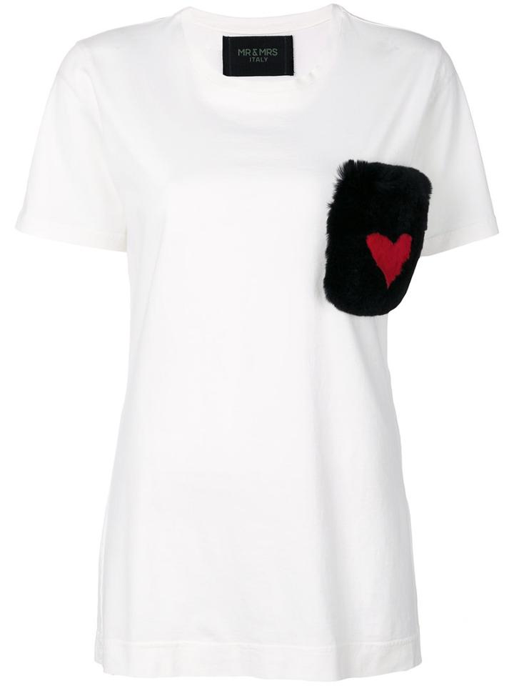 Mr & Mrs Italy - Fur Pocket T-shirt - Women - Cotton/rabbit Fur - M, White, Cotton/rabbit Fur