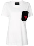 Mr & Mrs Italy - Fur Pocket T-shirt - Women - Cotton/rabbit Fur - M, White, Cotton/rabbit Fur