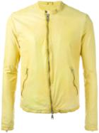Giorgio Brato Zipped Jacket, Men's, Size: 52, Yellow/orange, Leather/cotton