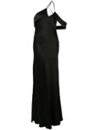 Michelle Mason Draped-shoulder Silk Gown - Black