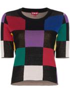 Staud Bain Rainbow Checked Top - Black