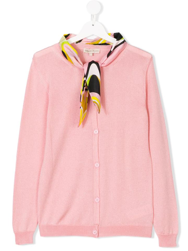 Emilio Pucci Junior Scarf Detail Cardigan - Pink & Purple