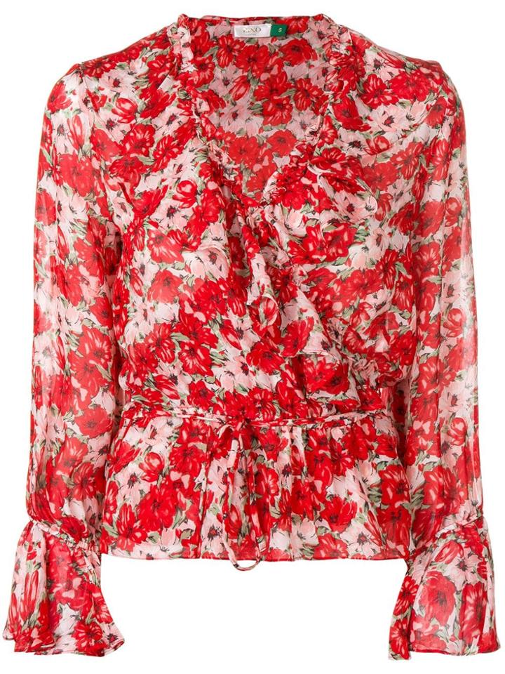 Rixo London Floral Print Wrap Blouse - Red