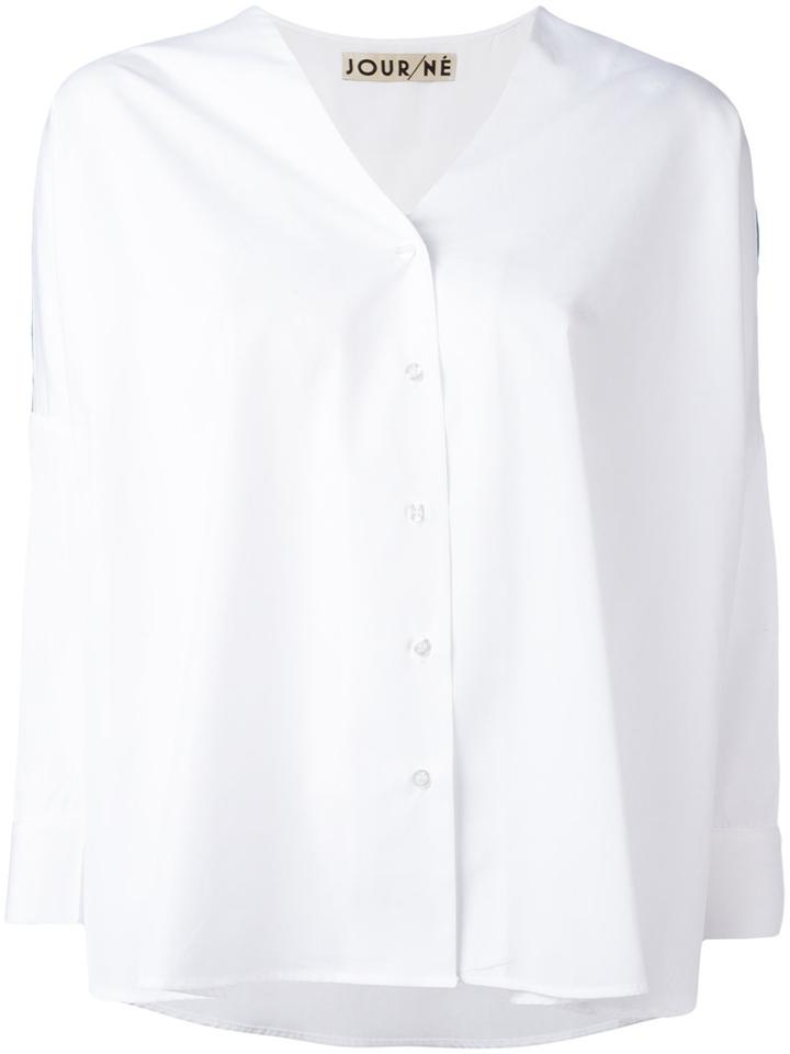 Jour/né - Embroidered Shoulder Detail Blouse - Women - Cotton - 40, White, Cotton