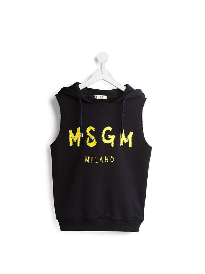 Msgm Kids Logo Sleeveless Hoodie