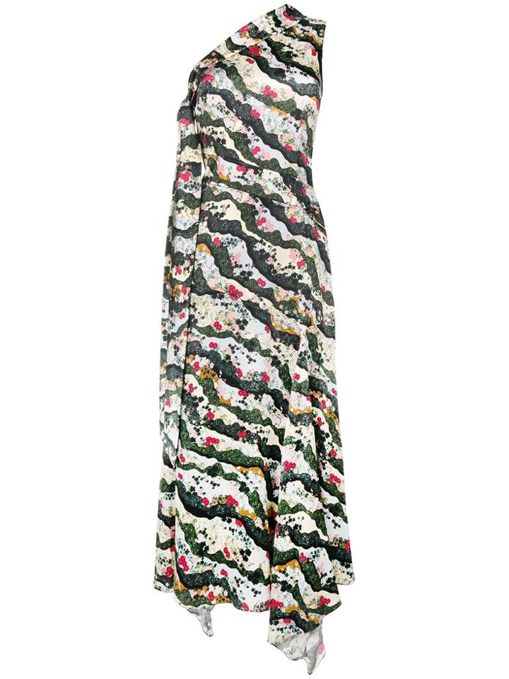 Erdem Floral One-shoulder Dress - Neutrals