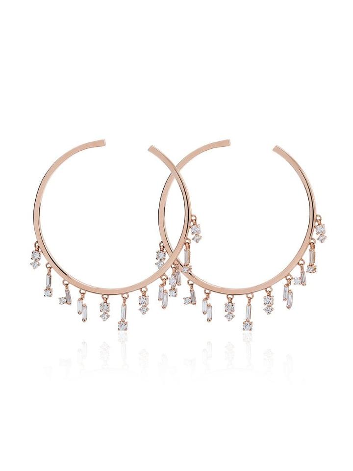 Suzanne Kalan Diamond Hoop Earrings - Pink