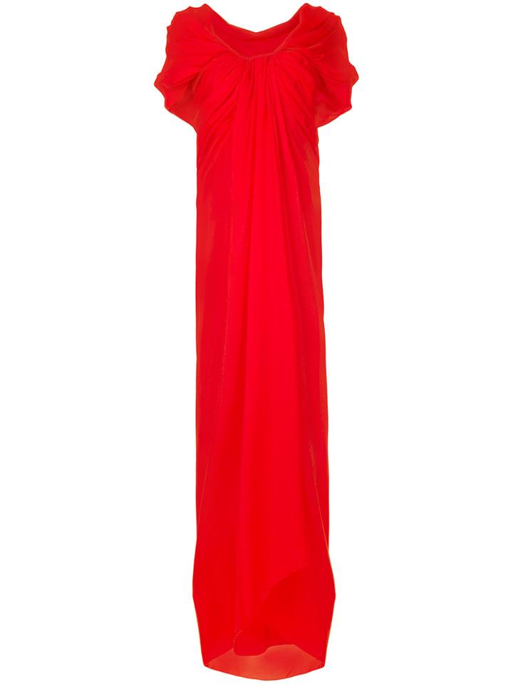 Paule Ka Long Draped Woven Dress - Red