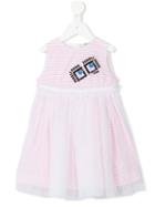 Fendi Kids - Striped Sleeveless Dress - Kids - Cotton/polyester/polyamide - 18 Mth, White