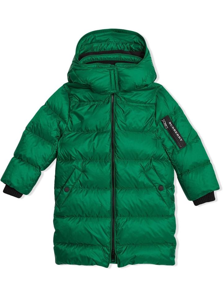 Burberry Kids Detachable Hood Down-filled Puffer Coat - Green