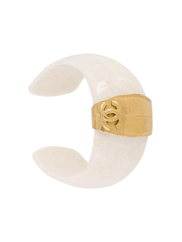 Chanel Vintage Logo Bangle, Women's, White
