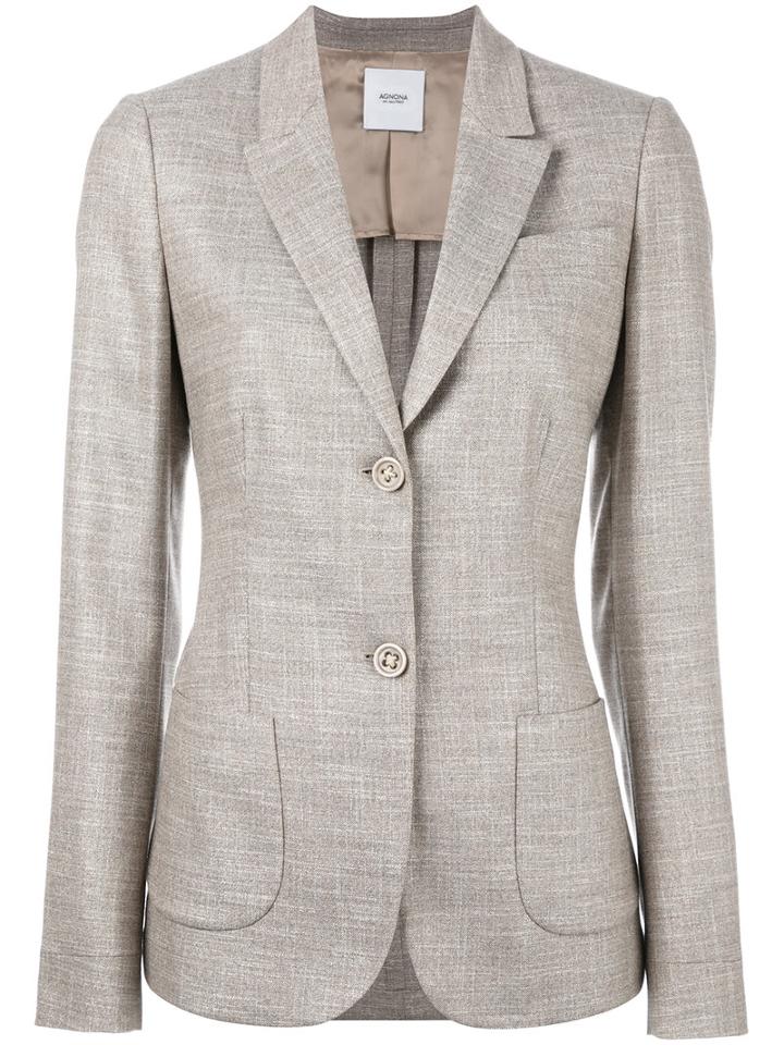 Agnona Two Button Blazer, Women's, Size: 44, Nude/neutrals, Spandex/elastane/rayon/wool/cupro