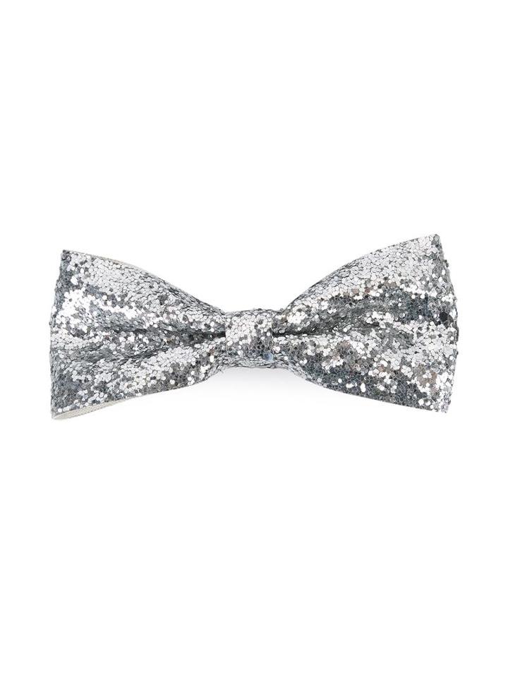 Hucklebones London Glitter Bow Hair Clip, Girl's, Grey