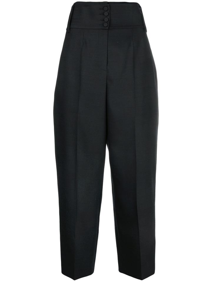 Valentino High Waist Tapered Trousers - Black