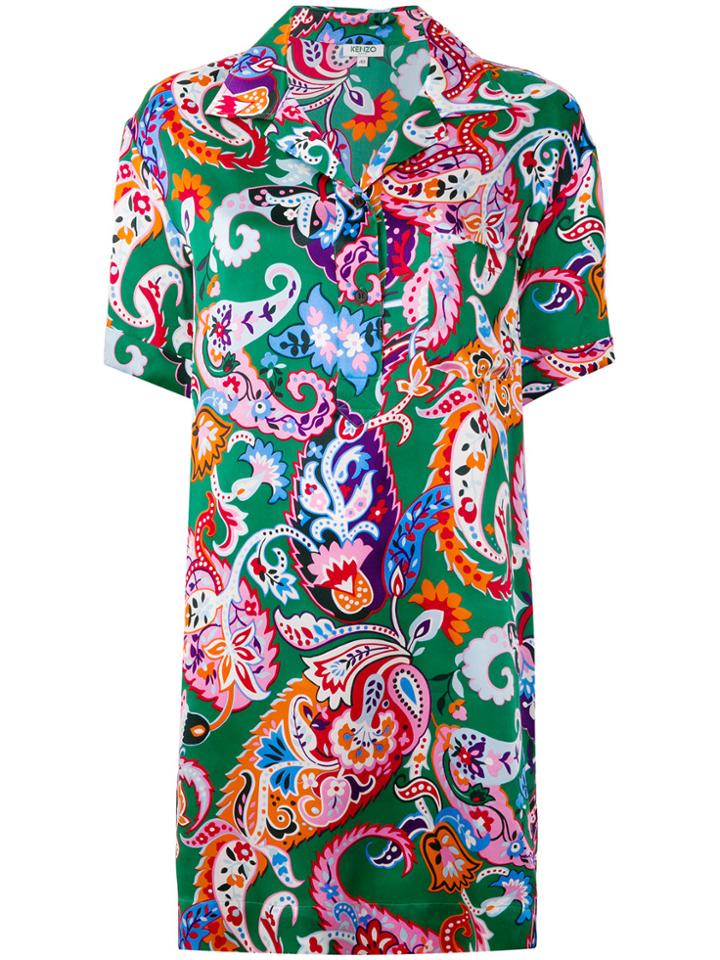 Kenzo Paisley Pattern Shirt Dress - Green