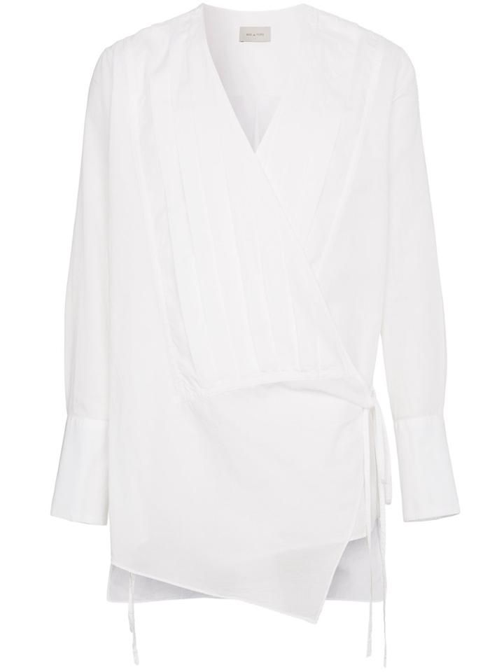 Bed J.w. Ford Tie Front Silk Shirt - White