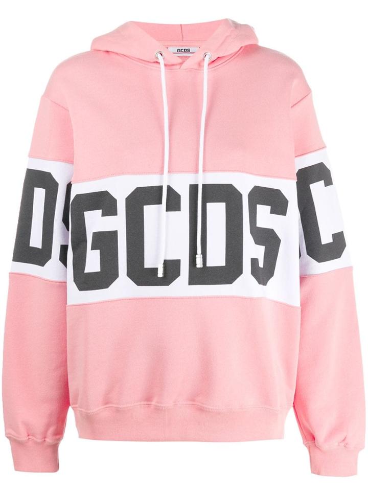Gcds Logo Panel Hoodie - Pink