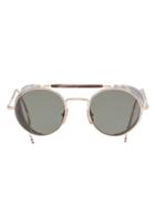 Thom Browne Round Frame Sunglasses, Adult Unisex, Grey, Plastic/acetate/metal Other/12kt Gold