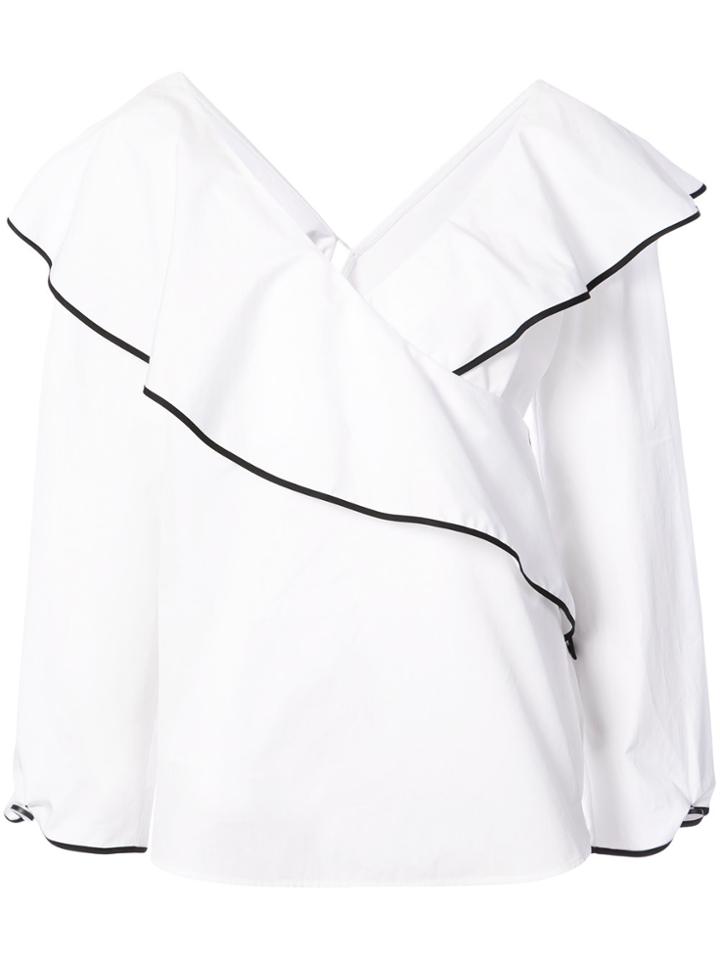 Dvf Diane Von Furstenberg Ruffled Wrap Top - White