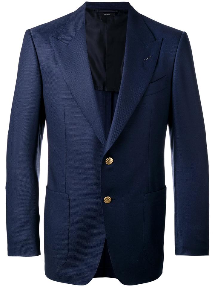 Tom Ford - Peaked Lapel Blazer - Men - Silk/rayon/mohair/wool - 48, Blue, Silk/rayon/mohair/wool