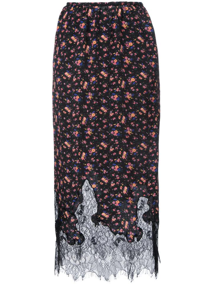 Mcq Alexander Mcqueen Floral Print Skirt, Women's, Size: 40, Black, Polyamide