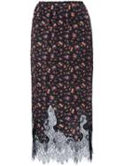 Mcq Alexander Mcqueen Floral Print Skirt, Women's, Size: 40, Black, Polyamide