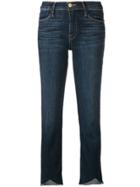 Frame Denim Cropped Frayed Hem Jeans - Blue