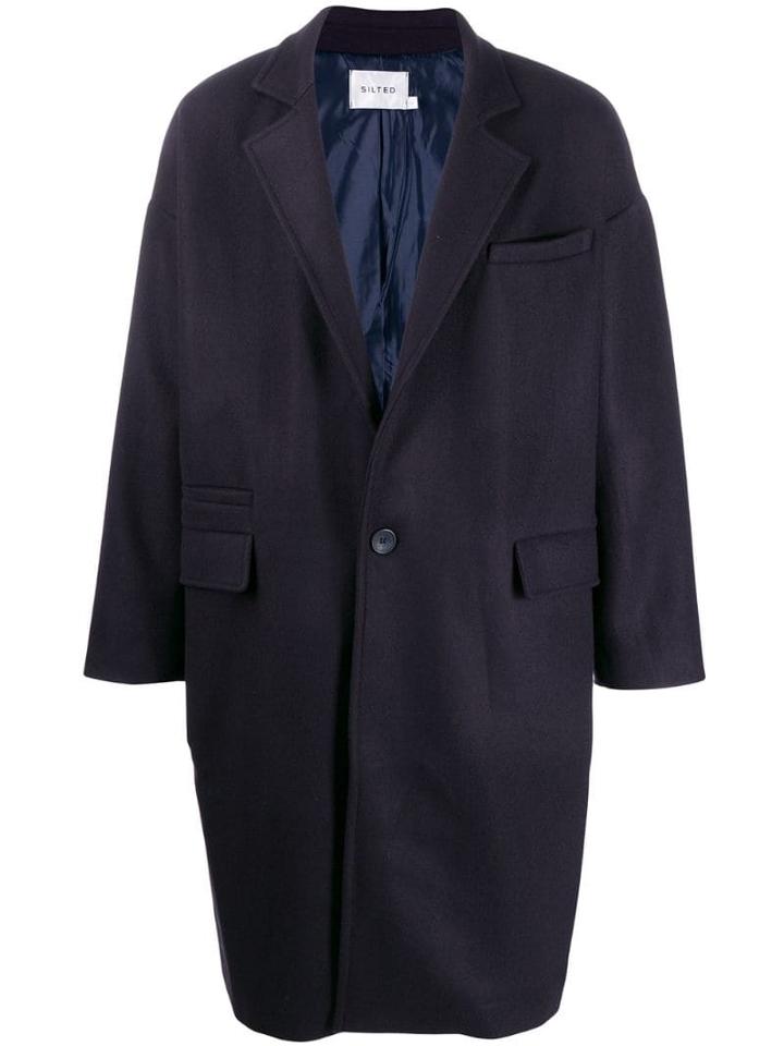 The Silted Company Oversized Single-breasted Coat - Blue