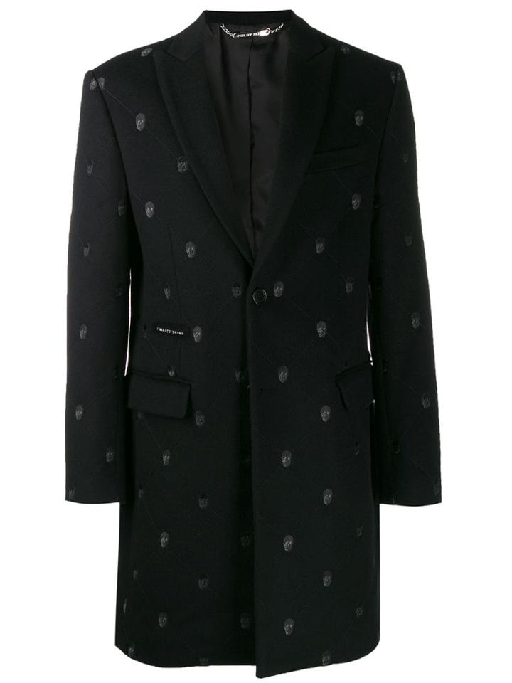 Philipp Plein Skull Embroidered Coat - Black