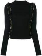 Philosophy Di Lorenzo Serafini - Ruffled Trim Top - Women - Virgin Wool - 40, Black, Virgin Wool