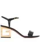 Givenchy Black 60 Triangle Cutout Heel Leather Sandals