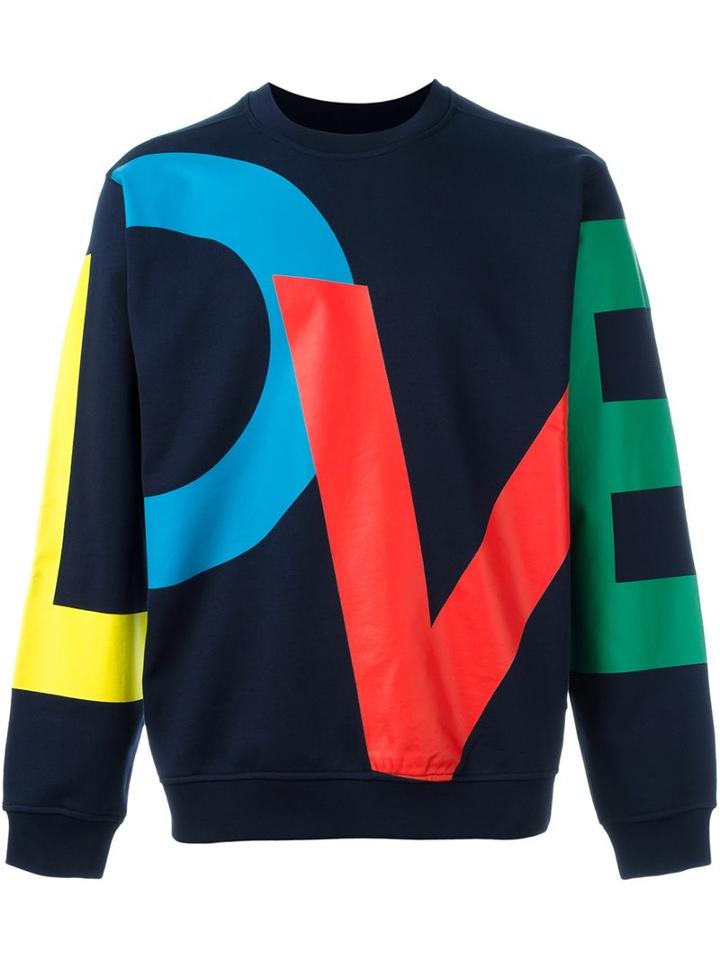 Love Moschino Crew Neck Sweatshirt, Men's, Size: Large, Blue, Cotton